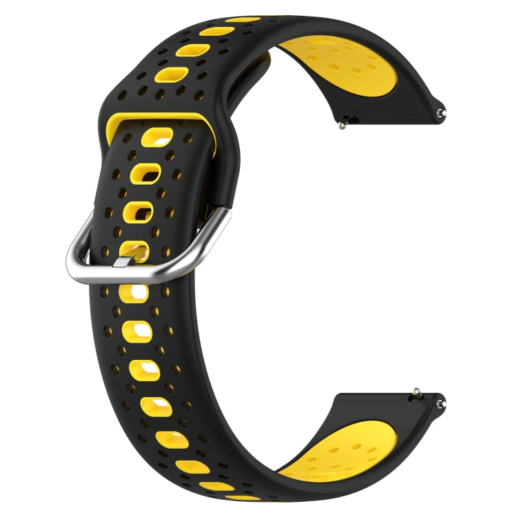 For Garmin Forerunner 55 20mm Breathable Two-Color Silicone Watch Band(Black+Yellow) - Watch Bands by PMC TechLife | Online Shopping South Africa | PMC TechLife