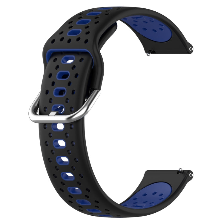 For Garmin Forerunner 55 20mm Breathable Two-Color Silicone Watch Band(Black+Blue) - Watch Bands by PMC Jewellery | Online Shopping South Africa | PMC Jewellery