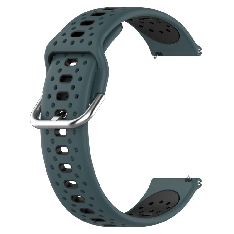 For Garmin Venu 20mm Breathable Two-Color Silicone Watch Band(Olive Green+Black) - Watch Bands by PMC TechLife | Online Shopping South Africa | PMC TechLife