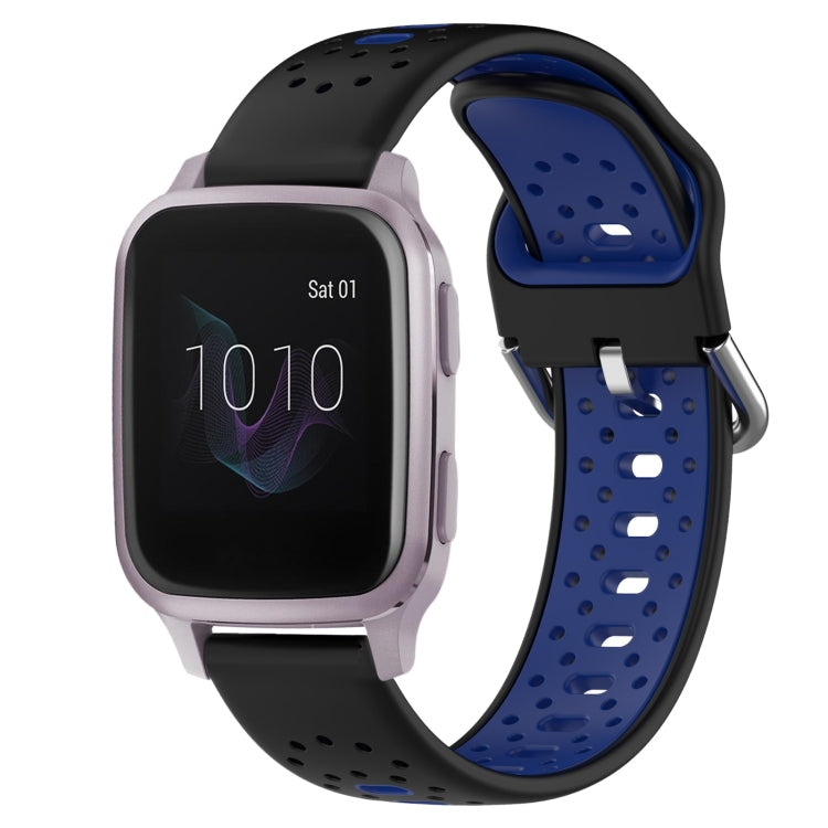 For Garmin Venu SQ 20mm Breathable Two-Color Silicone Watch Band(Black+Blue) - Watch Bands by PMC TechLife | Online Shopping South Africa | PMC TechLife
