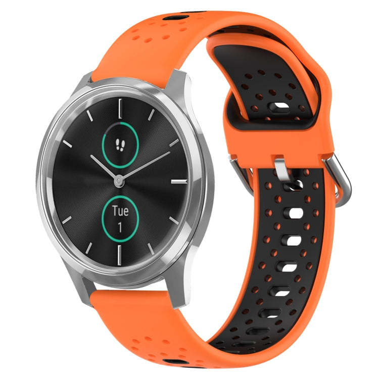 For Garmin VivoMove Luxe 20mm Breathable Two-Color Silicone Watch Band(Orange+Black) - Watch Bands by PMC Jewellery | Online Shopping South Africa | PMC Jewellery