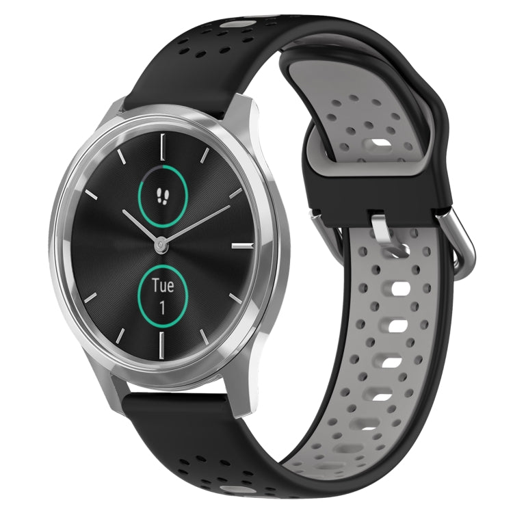 For Garmin VivoMove Luxe 20mm Breathable Two-Color Silicone Watch Band(Black+Grey) - Watch Bands by PMC TechLife | Online Shopping South Africa | PMC TechLife