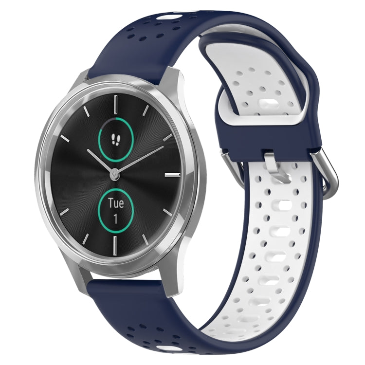 For Garmin VivoMove Luxe 20mm Breathable Two-Color Silicone Watch Band(Midnight Blue+White) - Watch Bands by PMC TechLife | Online Shopping South Africa | PMC TechLife