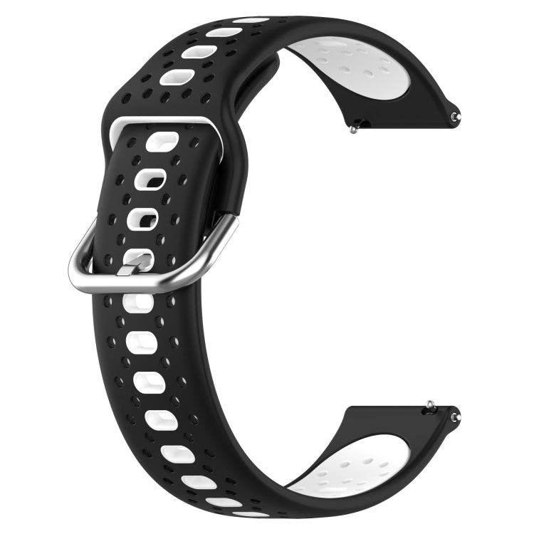 For Garmin Forerunner 245 20mm Breathable Two-Color Silicone Watch Band(Black+White) - Watch Bands by PMC Jewellery | Online Shopping South Africa | PMC Jewellery