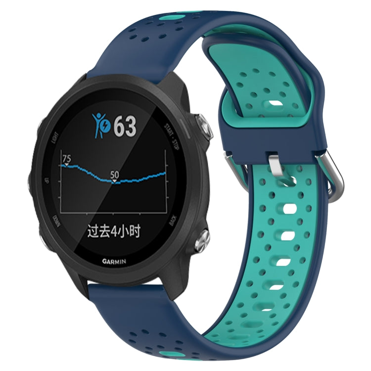 For Garmin Forerunner 245 20mm Breathable Two-Color Silicone Watch Band(Blue+Teal) - Watch Bands by PMC TechLife | Online Shopping South Africa | PMC TechLife