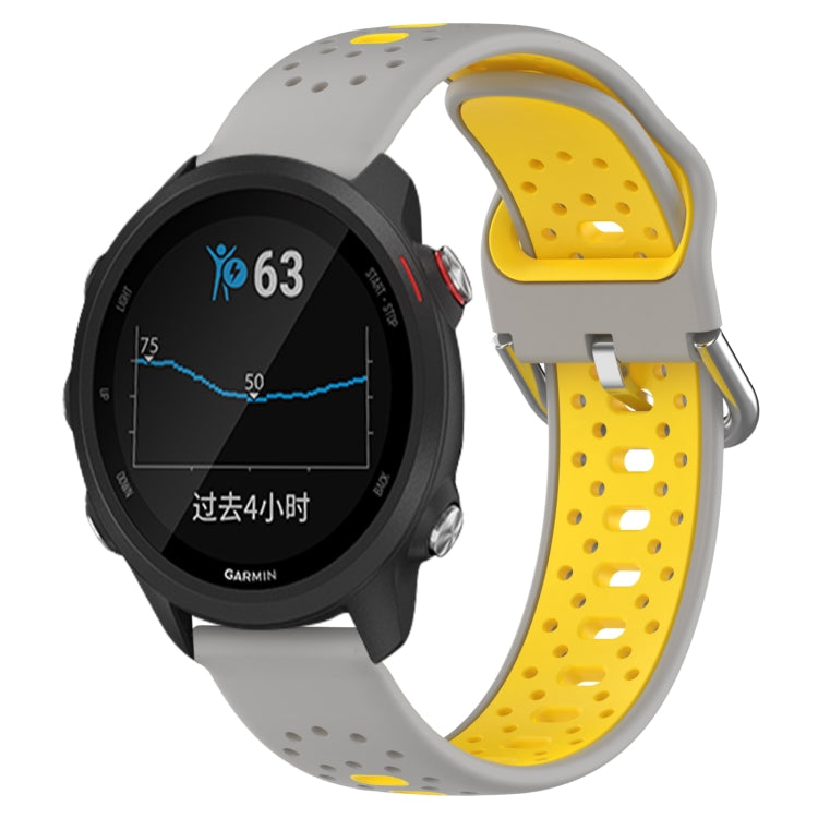 For Garmin Forerunner 245 Music 20mm Breathable Two-Color Silicone Watch Band(Grey+Yellow) - Watch Bands by PMC TechLife | Online Shopping South Africa | PMC TechLife