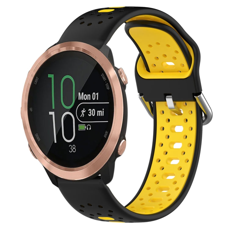 For Garmin Forerunner 645 Music 20mm Breathable Two-Color Silicone Watch Band(Black+Yellow) - Watch Bands by PMC TechLife | Online Shopping South Africa | PMC TechLife