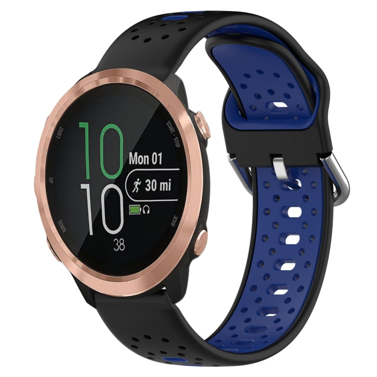 For Garmin Forerunner 645 Music 20mm Breathable Two-Color Silicone Watch Band(Black+Blue) - Watch Bands by PMC TechLife | Online Shopping South Africa | PMC TechLife