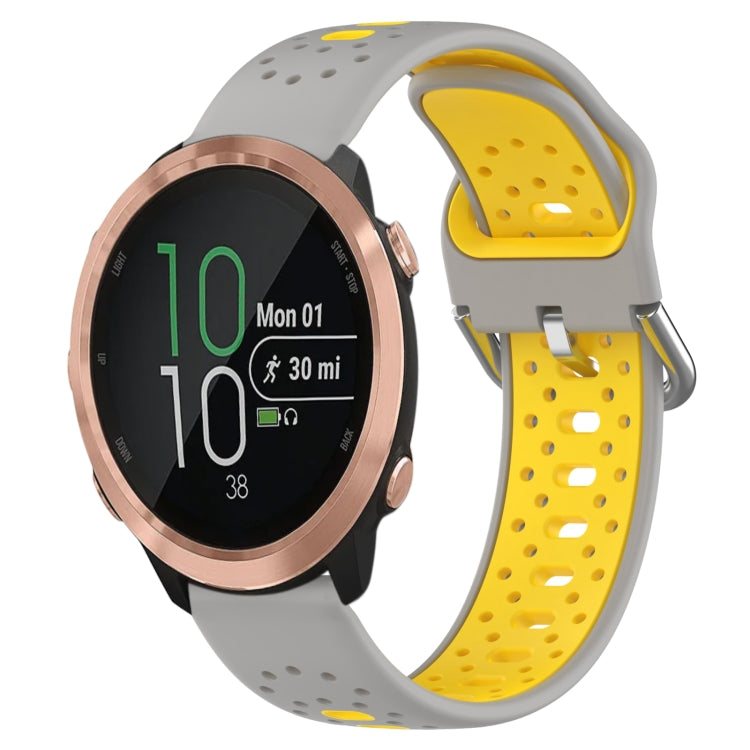 For Garmin Forerunner 645 Music 20mm Breathable Two-Color Silicone Watch Band(Grey+Yellow) - Watch Bands by PMC TechLife | Online Shopping South Africa | PMC TechLife