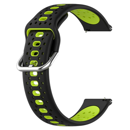 For Garmin Forerunner Sq2 20mm Breathable Two-Color Silicone Watch Band(Black+Lime Green) - Watch Bands by PMC Jewellery | Online Shopping South Africa | PMC Jewellery