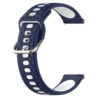 For Garmin Forerunner Sq2 Music 20mm Breathable Two-Color Silicone Watch Band(Midnight Blue+White) - Watch Bands by PMC Jewellery | Online Shopping South Africa | PMC Jewellery