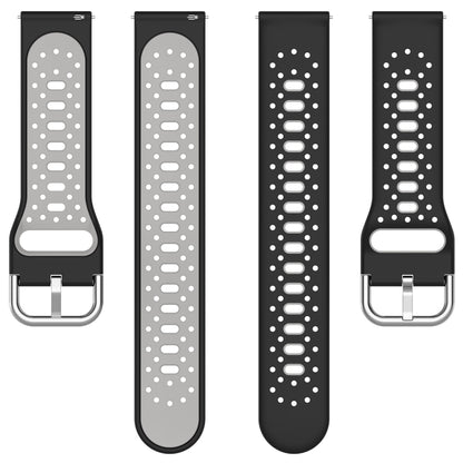 For Garmin Venu 20mm Breathable Two-Color Silicone Watch Band(Black+White) - Watch Bands by PMC Jewellery | Online Shopping South Africa | PMC Jewellery