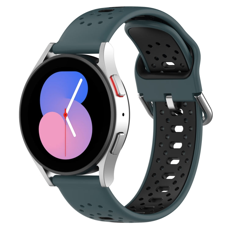 For Samsung Galaxy Watch 5 Pro 45mm 20mm Breathable Two-Color Silicone Watch Band(Olive Green+Black) - Watch Bands by PMC TechLife | Online Shopping South Africa | PMC TechLife
