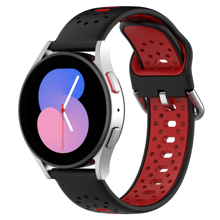 For Samsung Galaxy Watch 5 Pro 45mm 20mm Breathable Two-Color Silicone Watch Band(Black+Red) - Watch Bands by PMC Jewellery | Online Shopping South Africa | PMC Jewellery