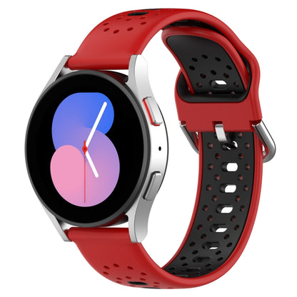 For Samsung Galaxy Watch 5 Pro 45mm 20mm Breathable Two-Color Silicone Watch Band(Red+Black) - Watch Bands by PMC Jewellery | Online Shopping South Africa | PMC Jewellery