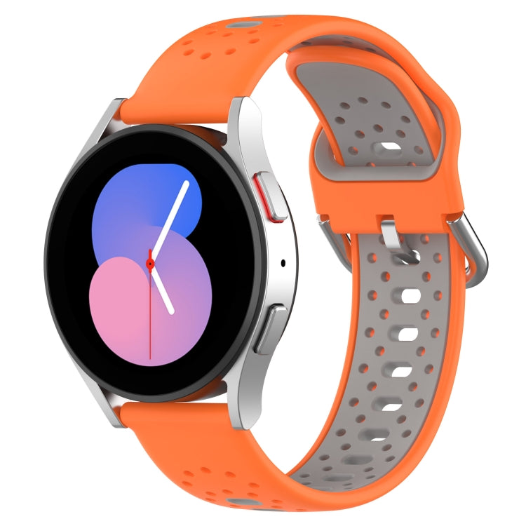 For Samsung Galaxy Watch 4 44mm 20mm Breathable Two-Color Silicone Watch Band(Orange+Grey) - Watch Bands by PMC Jewellery | Online Shopping South Africa | PMC Jewellery