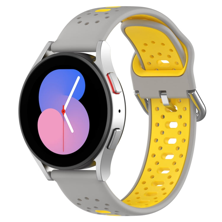 For Samsung Galaxy Watch 4 44mm 20mm Breathable Two-Color Silicone Watch Band(Grey+Yellow) - Watch Bands by PMC TechLife | Online Shopping South Africa | PMC TechLife