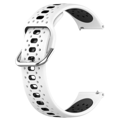 For Samsung  Galaxy Watch 4 Classic 42mm 20mm Breathable Two-Color Silicone Watch Band(White+Black) - Watch Bands by PMC Jewellery | Online Shopping South Africa | PMC Jewellery