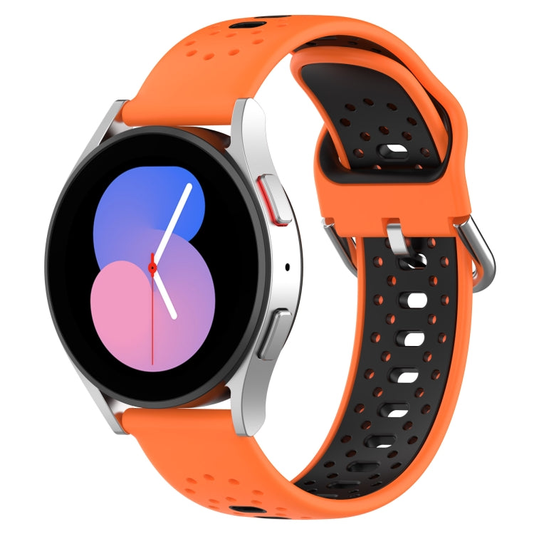 For Samsung  Galaxy Watch 4 Classic 46mm 20mm Breathable Two-Color Silicone Watch Band(Orange+Black) - Watch Bands by PMC Jewellery | Online Shopping South Africa | PMC Jewellery