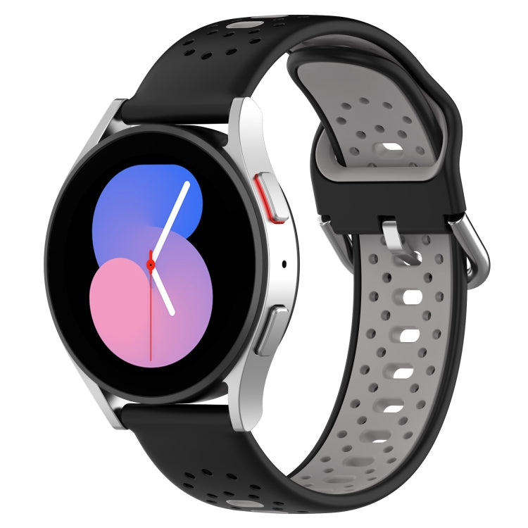 For Samsung Galaxy Watch Active 2 40mm 20mm Breathable Two-Color Silicone Watch Band(Black+Grey) - Watch Bands by PMC TechLife | Online Shopping South Africa | PMC TechLife