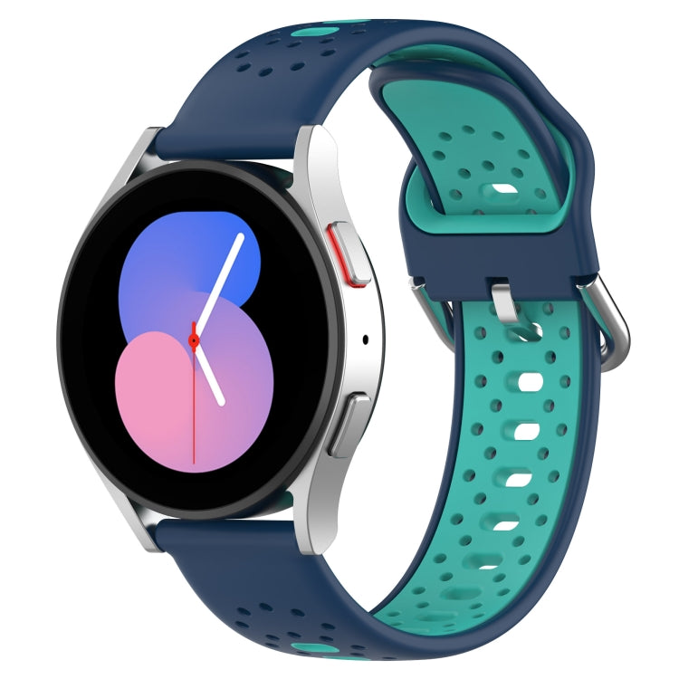 For Samsung Galaxy Watch Active 2 40mm 20mm Breathable Two-Color Silicone Watch Band(Blue+Teal) - Watch Bands by PMC TechLife | Online Shopping South Africa | PMC TechLife