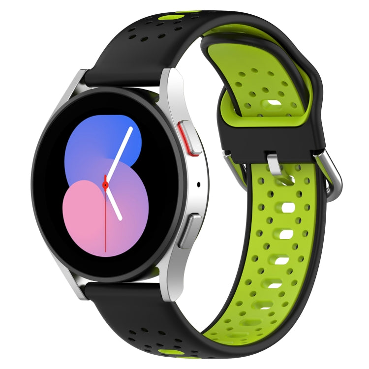 For Samsung Galaxy Watch Active 2 44mm 20mm Breathable Two-Color Silicone Watch Band(Black+Lime Green) - Watch Bands by PMC TechLife | Online Shopping South Africa | PMC TechLife