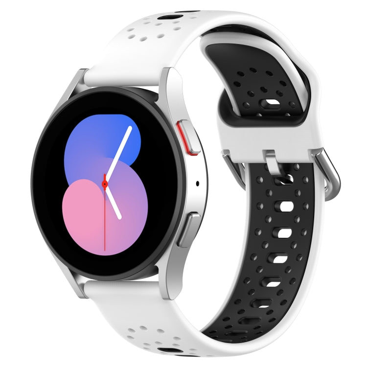 For Samsung Galaxy Watch 42mm 20mm Breathable Two-Color Silicone Watch Band(White+Black) - Watch Bands by PMC Jewellery | Online Shopping South Africa | PMC Jewellery