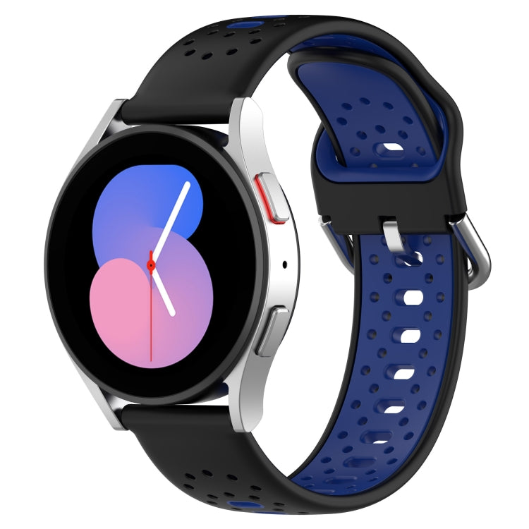 For Samsung Galaxy Watch 42mm 20mm Breathable Two-Color Silicone Watch Band(Black+Blue) - Watch Bands by PMC TechLife | Online Shopping South Africa | PMC TechLife