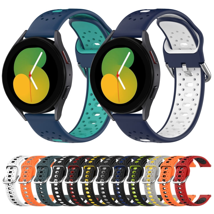 For Samsung Galaxy Watch 4 44mm 20mm Breathable Two-Color Silicone Watch Band(Black+Red) - Watch Bands by PMC TechLife | Online Shopping South Africa | PMC TechLife