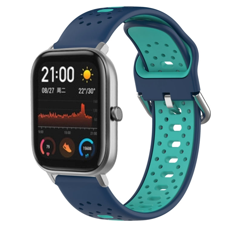 For Amazfit GTS 20mm Breathable Two-Color Silicone Watch Band(Blue+Water Duck) - Watch Bands by PMC Jewellery | Online Shopping South Africa | PMC Jewellery