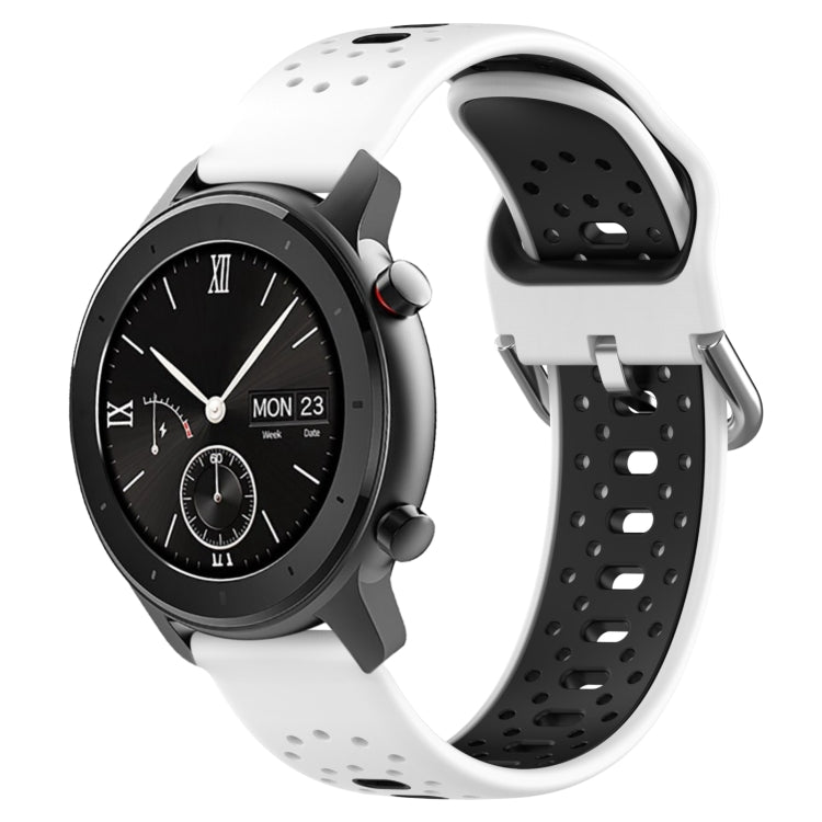 For Amazfit GTR 42mm 20mm Breathable Two-Color Silicone Watch Band(White+Black) - Watch Bands by PMC Jewellery | Online Shopping South Africa | PMC Jewellery