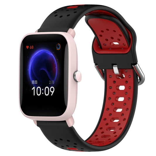 For Amazfit Pop Pro 20mm Breathable Two-Color Silicone Watch Band(Black+Red) - Watch Bands by PMC Jewellery | Online Shopping South Africa | PMC Jewellery