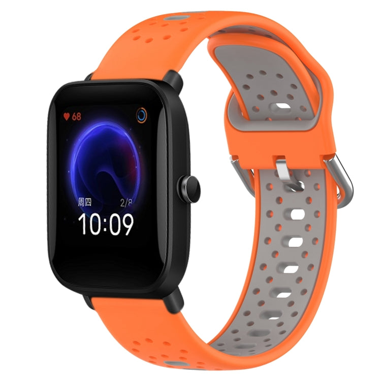 For Amazfit Pop 20mm Breathable Two-Color Silicone Watch Band(Orange+Grey) - Watch Bands by PMC Jewellery | Online Shopping South Africa | PMC Jewellery