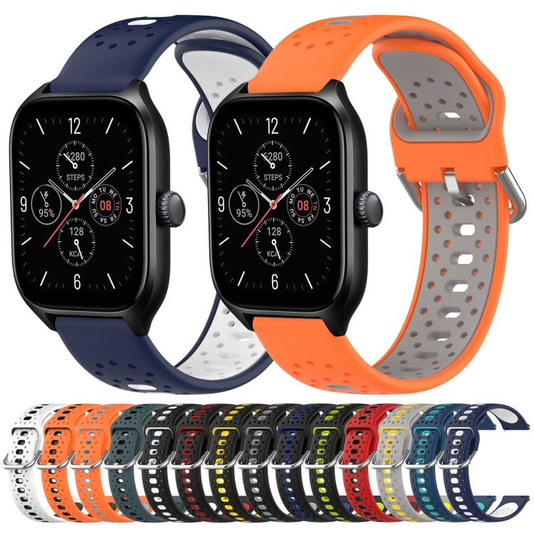 For Amazfit GTR Mini 20mm Breathable Two-Color Silicone Watch Band(Midnight Blue+White) - Watch Bands by PMC TechLife | Online Shopping South Africa | PMC TechLife