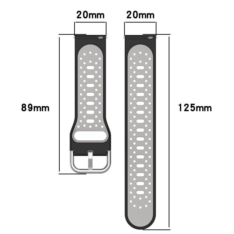 For Amazfit GTS 2 20mm Breathable Two-Color Silicone Watch Band(White+Black) - Watch Bands by PMC Jewellery | Online Shopping South Africa | PMC Jewellery