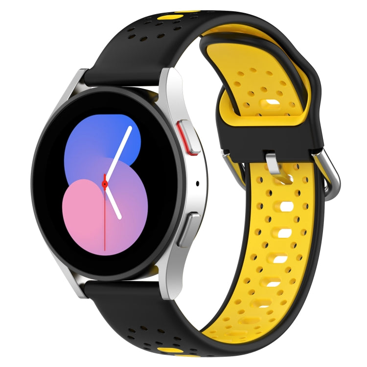 For Huawei Watch 2 20mm Breathable Two-Color Silicone Watch Band(Black+Yellow) - Watch Bands by PMC TechLife | Online Shopping South Africa | PMC TechLife
