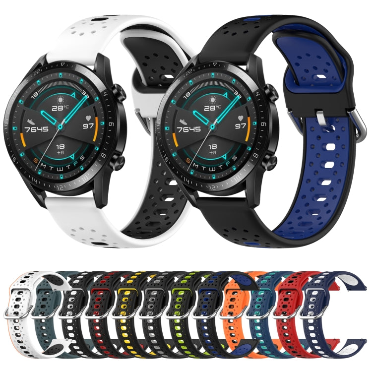 For Huawei Watch GT2 42mm 20mm Breathable Two-Color Silicone Watch Band(Orange+Black) - Watch Bands by PMC TechLife | Online Shopping South Africa | PMC TechLife