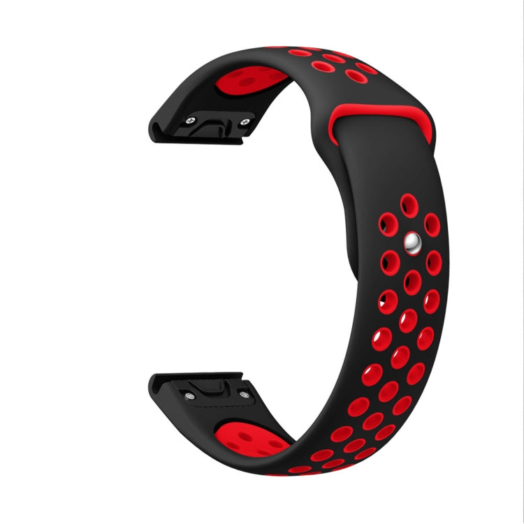 For Garmin Fenix 7 22mm Sports Breathable Silicone Watch Band(Black+Red) - Watch Bands by PMC TechLife | Online Shopping South Africa | PMC TechLife