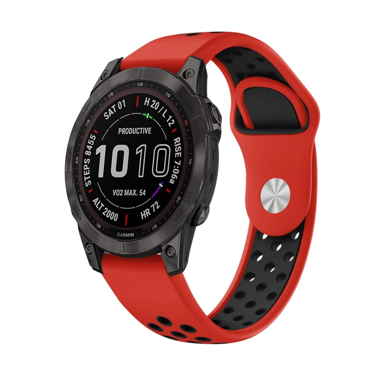 For Garmin Fenix 7 22mm Sports Breathable Silicone Watch Band(Red+Black) - Watch Bands by PMC TechLife | Online Shopping South Africa | PMC TechLife