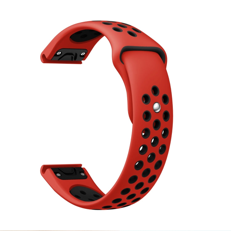 For Garmin Fenix 7 22mm Sports Breathable Silicone Watch Band(Red+Black) - Watch Bands by PMC TechLife | Online Shopping South Africa | PMC TechLife
