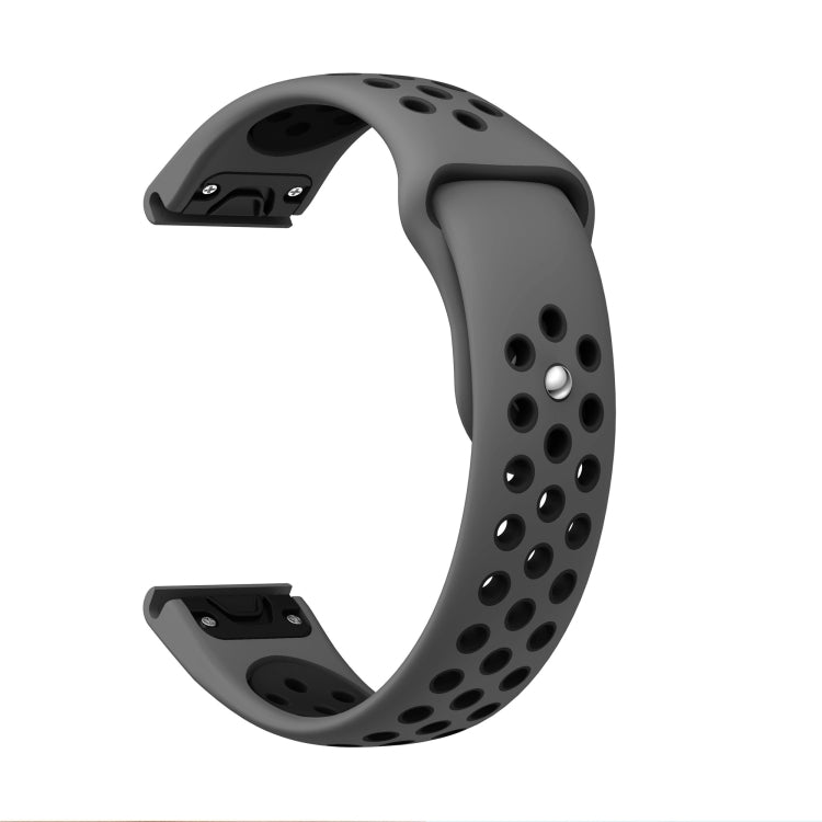For Garmin Fenix 7 22mm Sports Breathable Silicone Watch Band(Grey+Black) - Watch Bands by PMC TechLife | Online Shopping South Africa | PMC TechLife