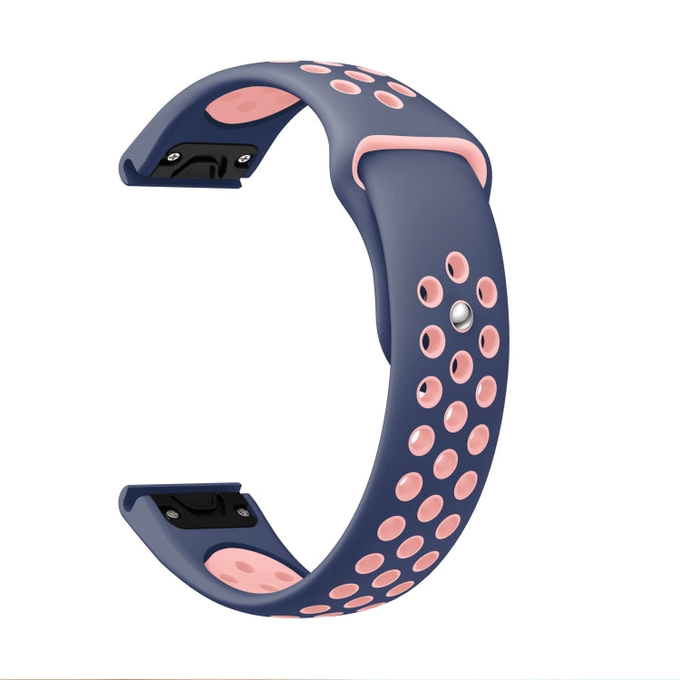 For Garmin Fenix 7 Solar 22mm Sports Breathable Silicone Watch Band(Midnight Blue+Pink) - Watch Bands by PMC TechLife | Online Shopping South Africa | PMC TechLife