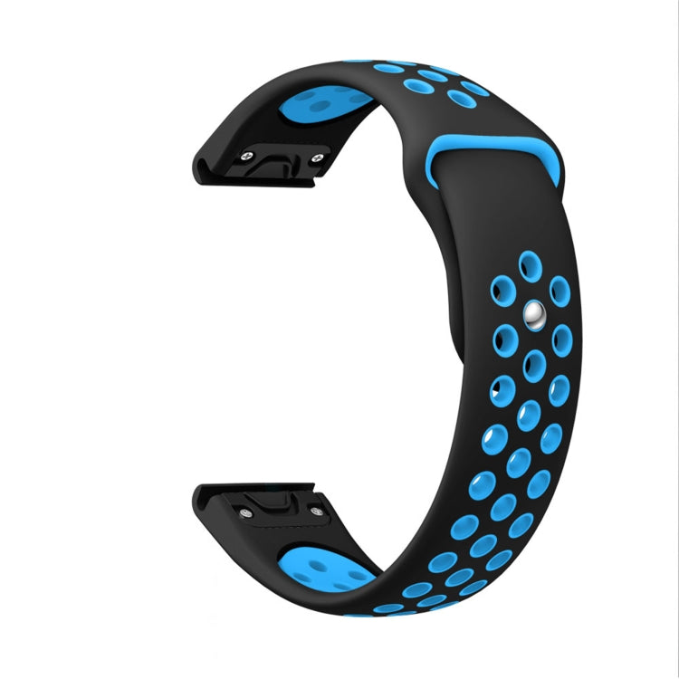 For Garmin Approach S62 22mm Sports Breathable Silicone Watch Band(Black+Blue) -  by PMC TechLife | Online Shopping South Africa | PMC TechLife