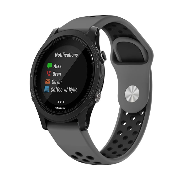 For Garmin Forerunner 935 22mm Sports Breathable Silicone Watch Band(Grey+Black) -  by PMC TechLife | Online Shopping South Africa | PMC TechLife