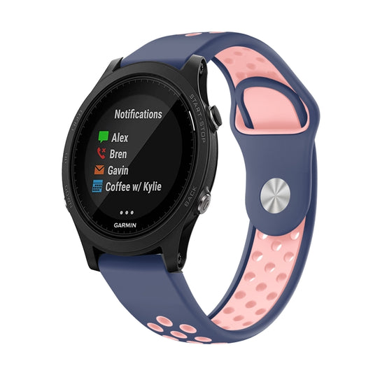 For Garmin Forerunner 935 22mm Sports Breathable Silicone Watch Band(Midnight Blue+Pink) -  by PMC Jewellery | Online Shopping South Africa | PMC Jewellery