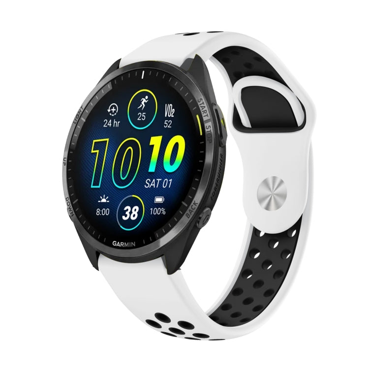 For Garmin Forerunner 965 22mm Sports Breathable Silicone Watch Band(White+Black) -  by PMC TechLife | Online Shopping South Africa | PMC TechLife