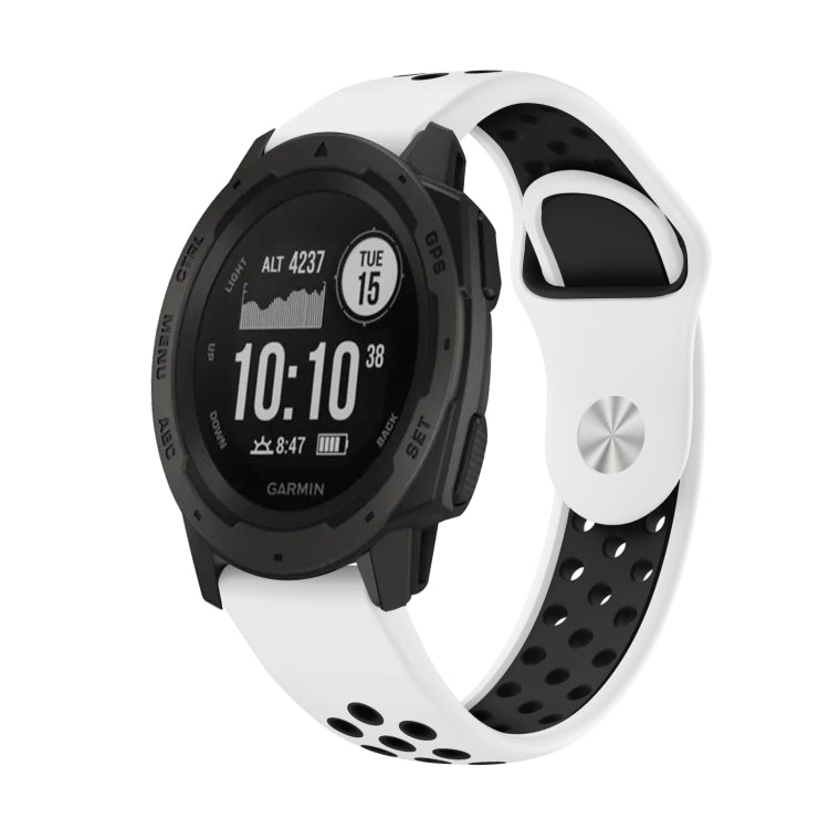 For Garmin Instinct 22mm Sports Breathable Silicone Watch Band(White+Black) -  by PMC Jewellery | Online Shopping South Africa | PMC Jewellery