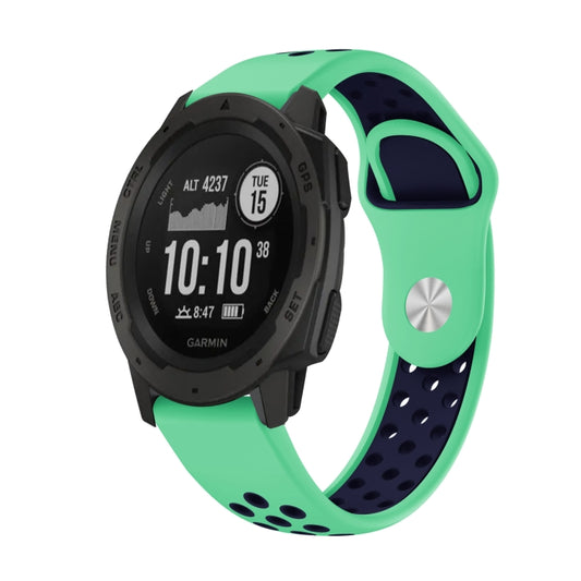 For Garmin Instinct 22mm Sports Breathable Silicone Watch Band(Mint Green+Midnight Blue) -  by PMC Jewellery | Online Shopping South Africa | PMC Jewellery