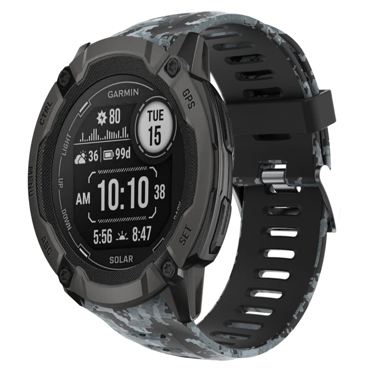For Garmin Instinct 2X Solar 26mm Camouflage Printed Silicone Watch Band(Black+Digital  Camouflage) -  by PMC TechLife | Online Shopping South Africa | PMC TechLife