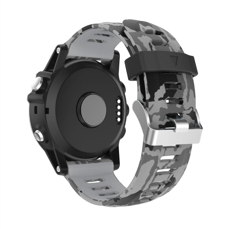 For Garmin Fenix 7X 26mm Camouflage Printed Silicone Watch Band(Grey+Army Camouflage) - Watch Bands by PMC TechLife | Online Shopping South Africa | PMC TechLife